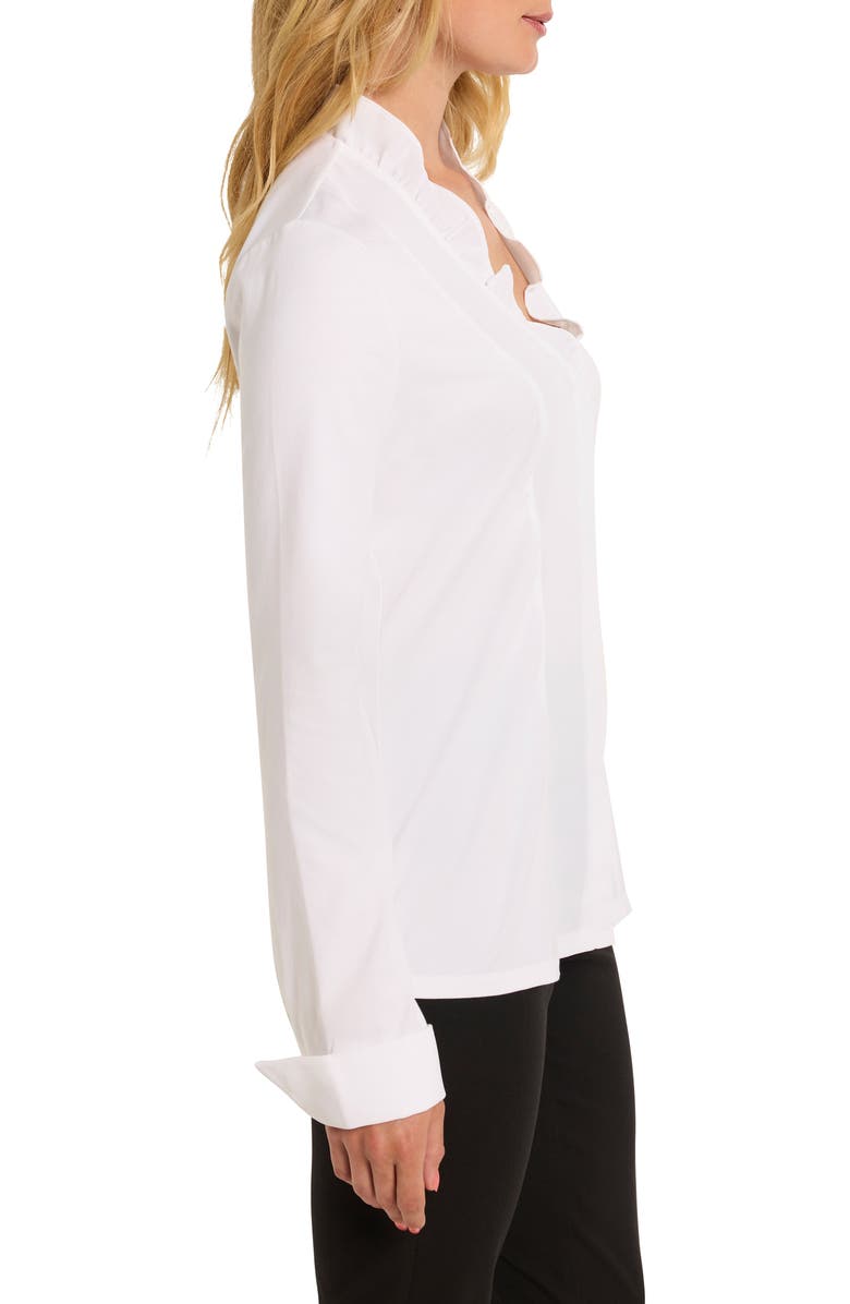 NIC+ZOE Ruffle Trim Long Sleeve Shirt, Alternate, color, Paper White
