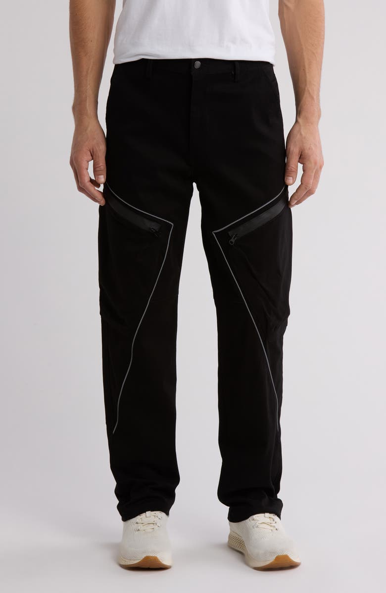 AMERICAN STITCH Reflective Piped Stretch Cotton Twill Pants, Main, color, Black