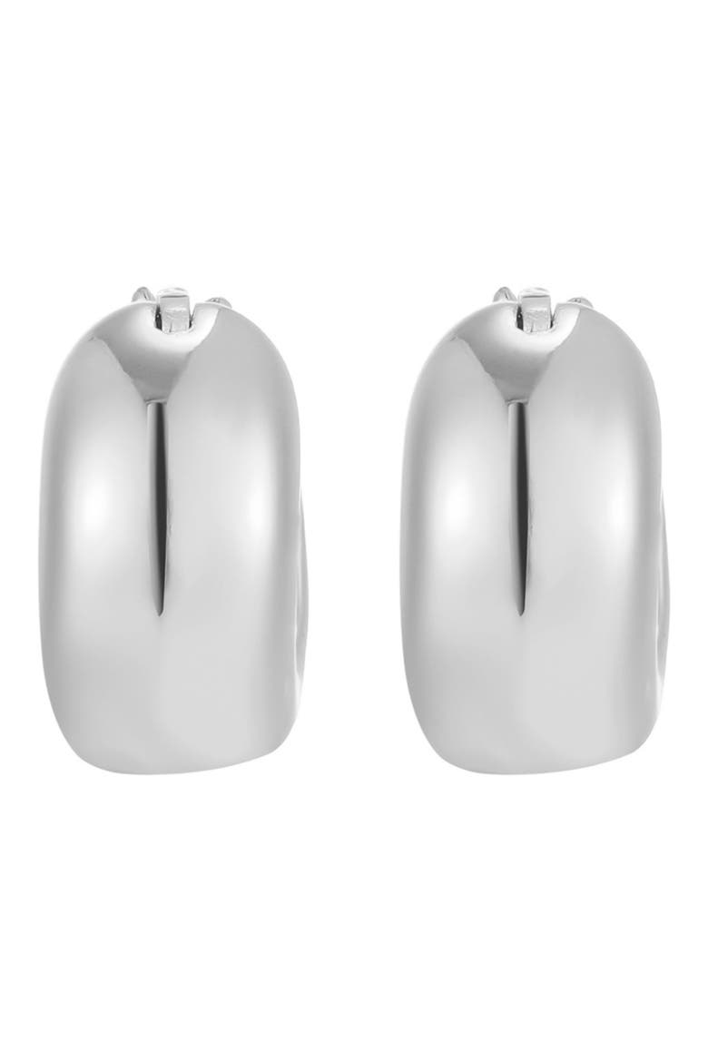 Wide Huggie Hoop Earrings, Alternate, color, SILVER