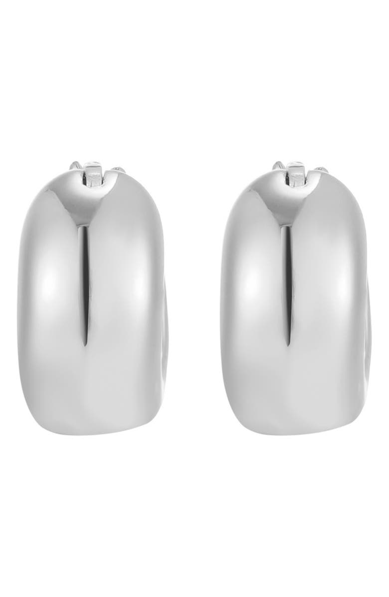 Adornia Wide Huggie Hoop Earrings, Alternate, color, Silver