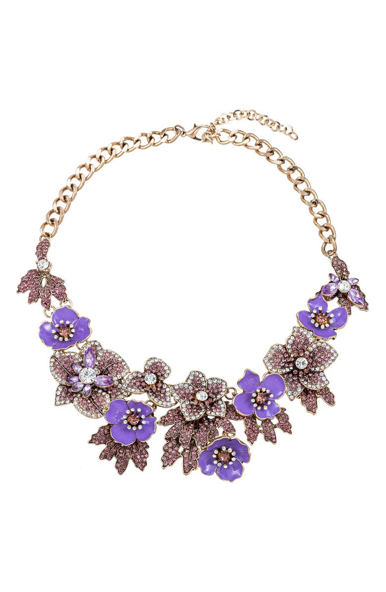EYE CANDY LOS ANGELES Crystal Pave Lavender Statement Necklace, Main, color, 