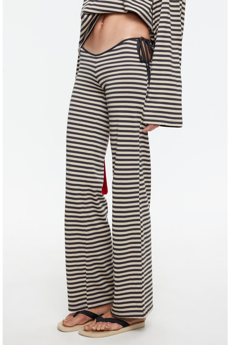 Bloom Side Tie Wide Leg Pants, Alternate, color, SLATE STRIPE