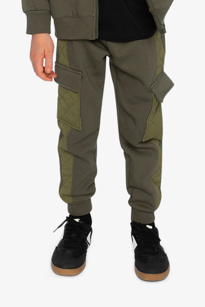 Fleece Bi-Material Quilted Cargo Pocket Sweatpants, Alternate, color, Green
