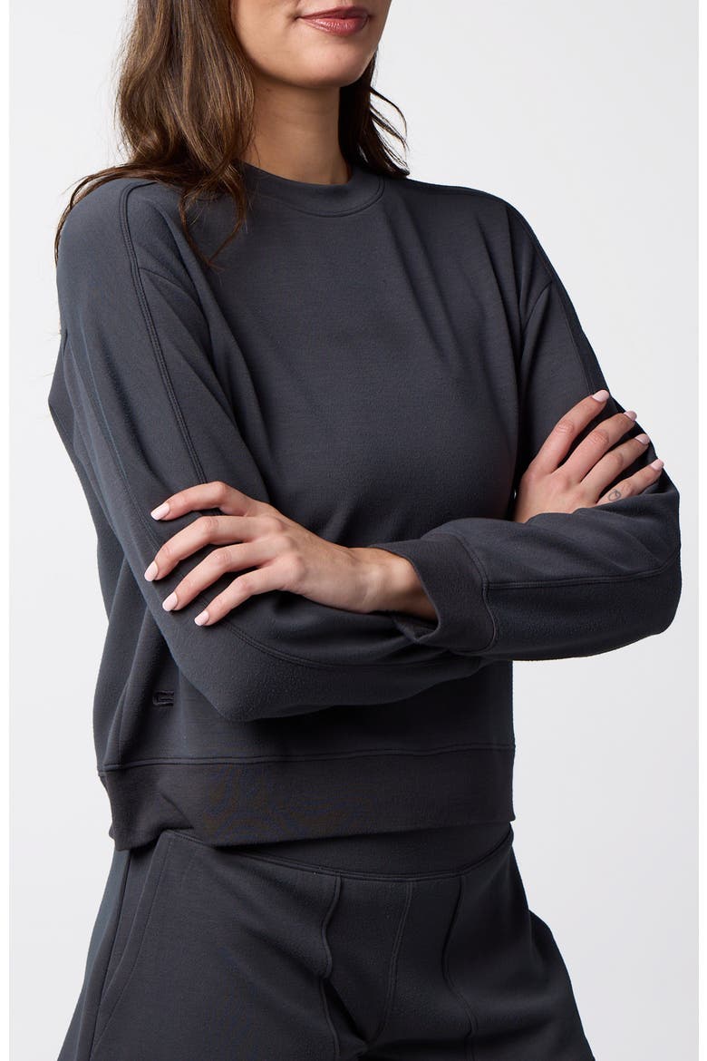 Women's Active Lifestyle You Know You Play Cropped Crew Sweatshirt, Alternate, color, Black Onyx