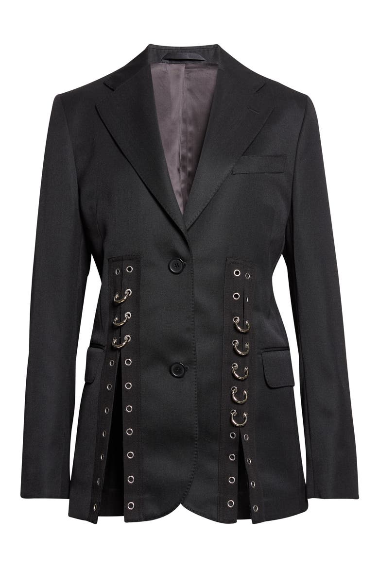 Grommet Ring Hem Slice Jacket, Main, color, BLACK