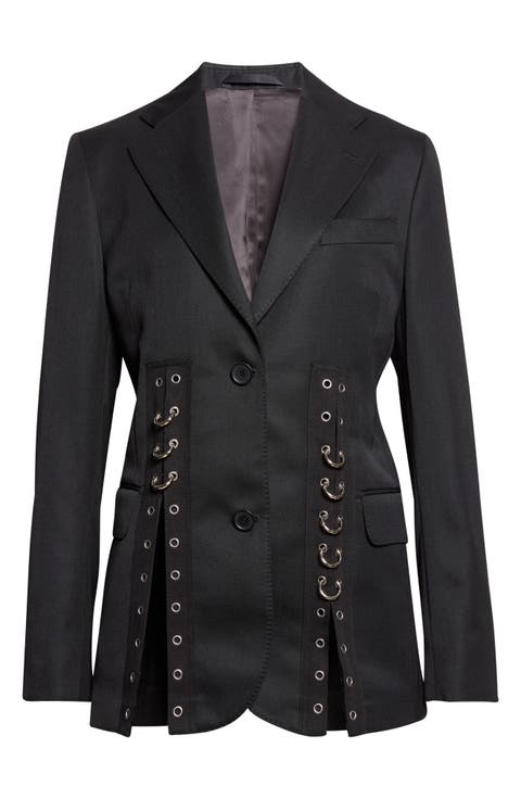 Grommet Ring Hem Slice Jacket