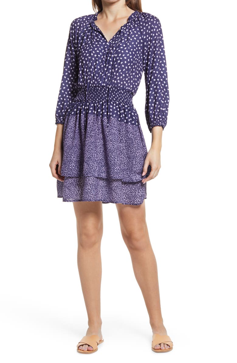 Bobeau Smocked Waist Minidress, Main, color, 