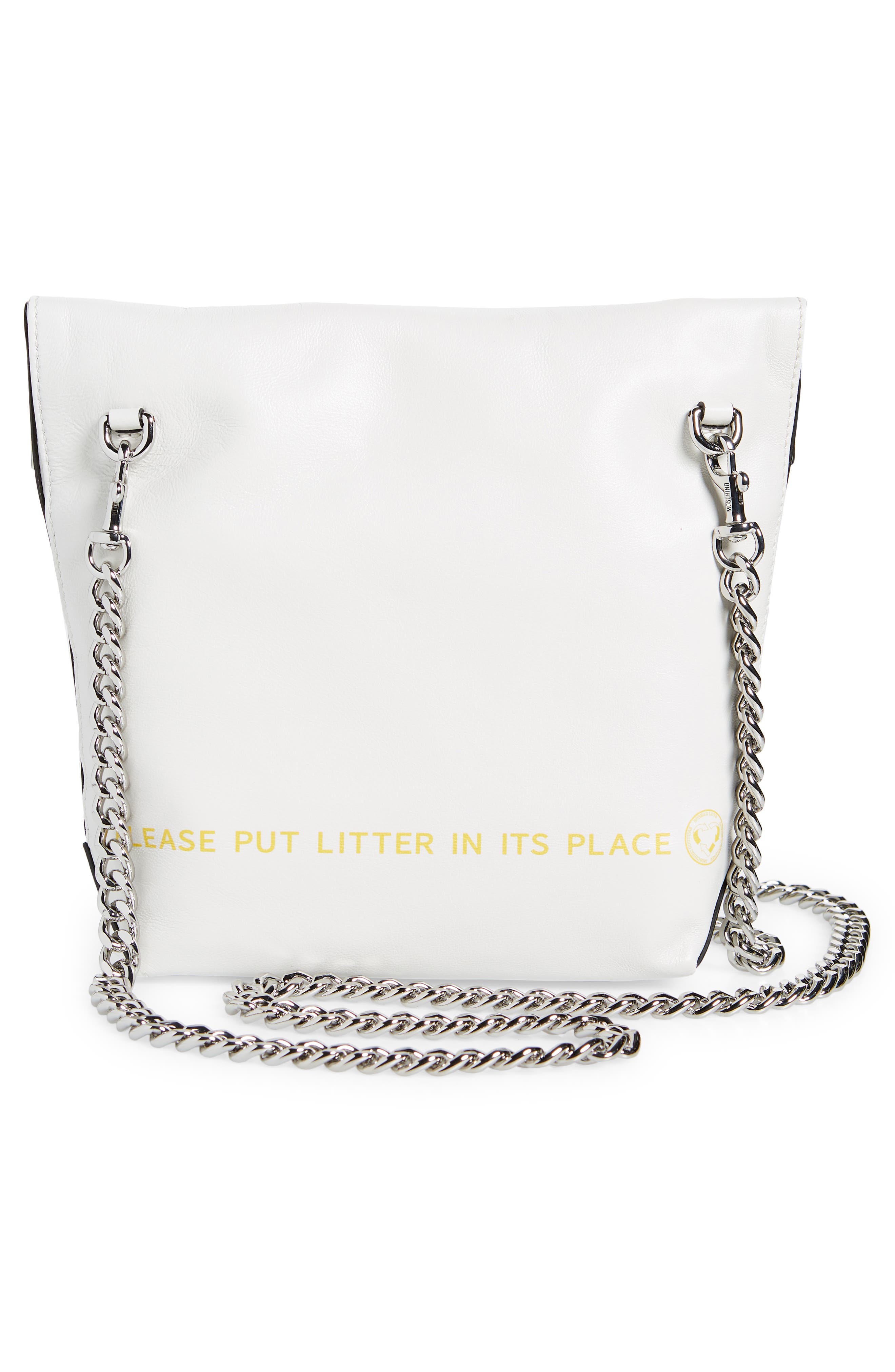 Moschino Burger Leather Shoulder Bag, Alternate, color, 