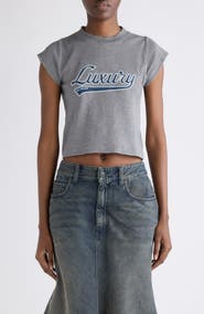 Balenciaga Luxury Script Appliqué Shrunken Cotton T-Shirt
