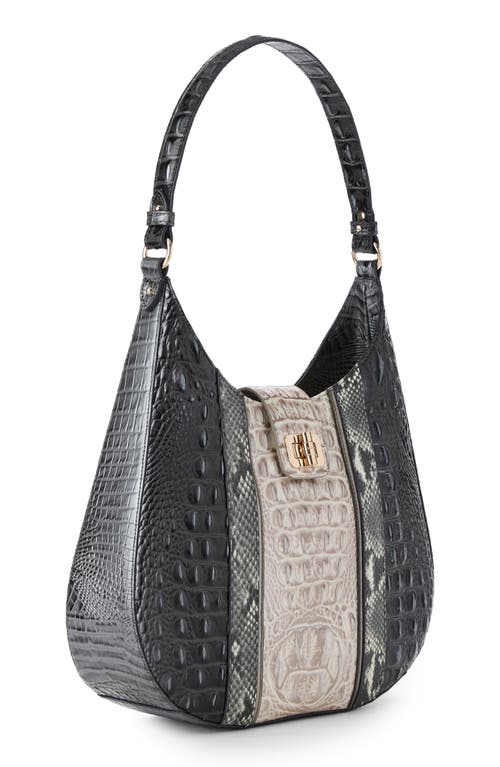 Brahmin Fallon Embossed Leather Shoulder Bag In Black