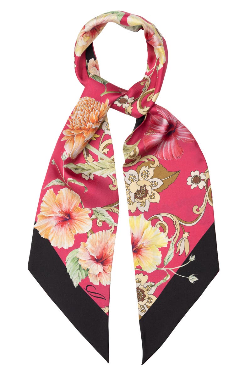 Elizabetta Hawaii Bloom - Skinny Silk Scarf for Women, Alternate, color, Pink