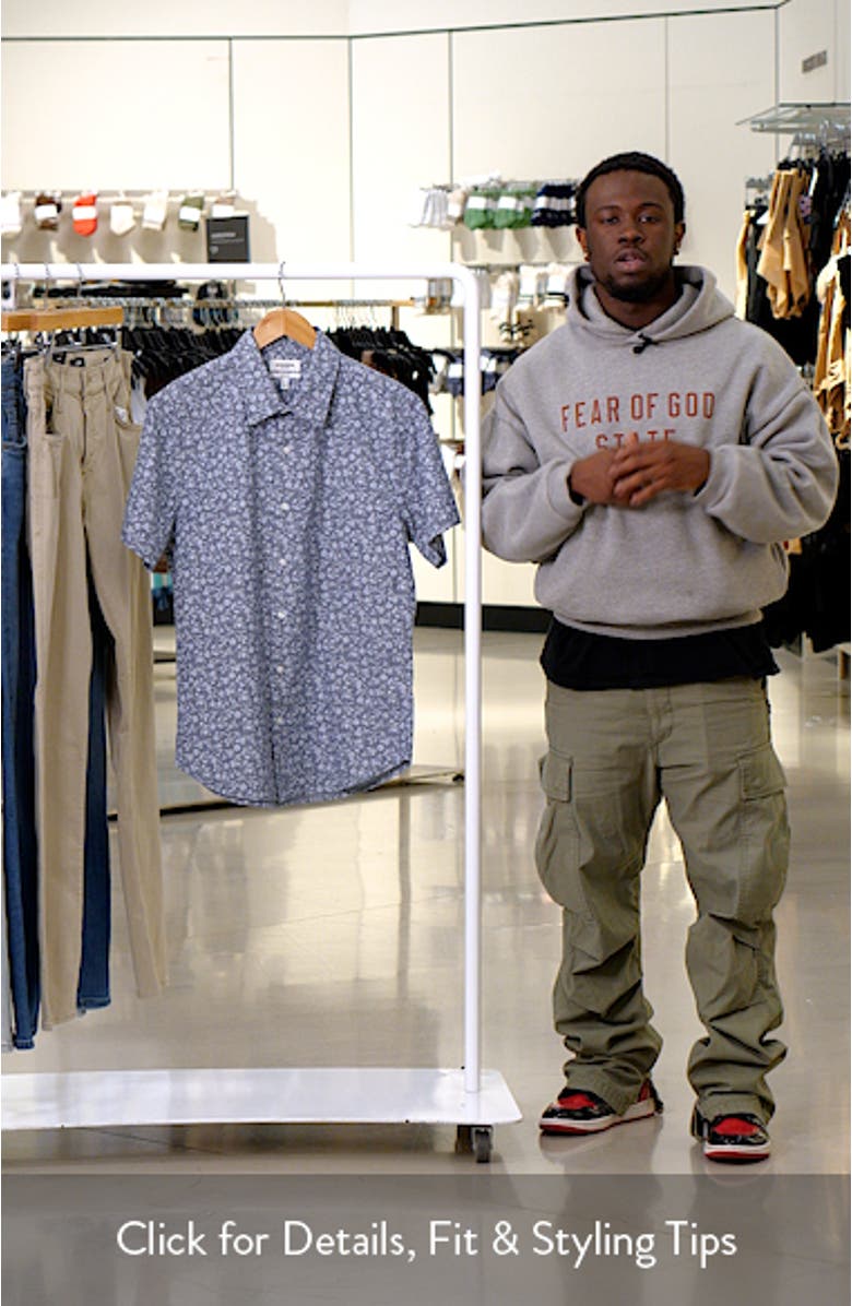 Riviera Floral Short Sleeve Stretch Cotton Button-Up Shirt, sales video thumbnail