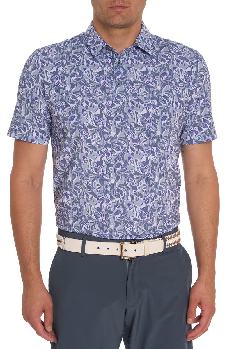Robert Graham Retro Club Short Sleeve Performance Golf Polo, Main, color, Grey