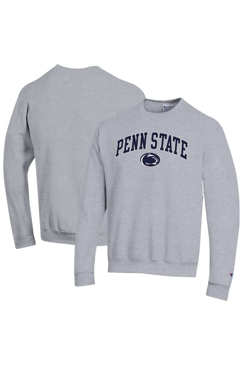 Men's Champion  Heather Gray Penn State Nittany Lions Arch Over Logo Pullover Sweatshirt, Main, color, Heather Gray