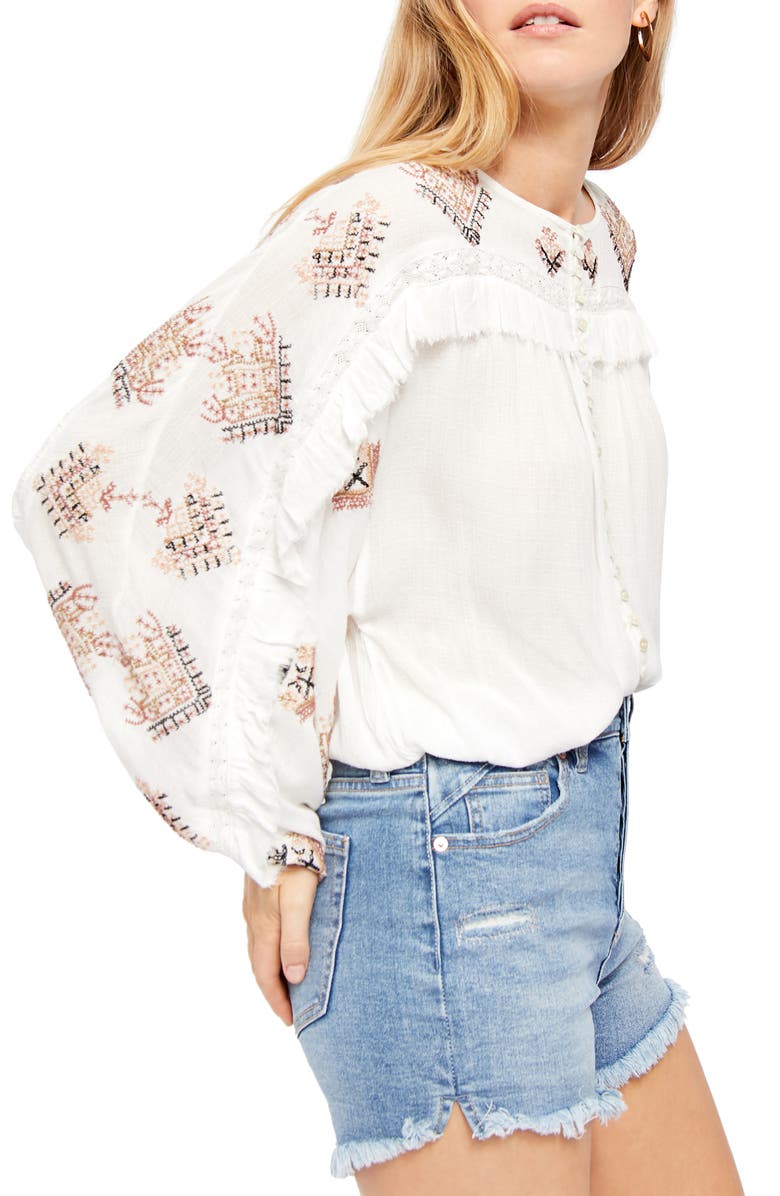 Free People Sweet Emotion Embroidered Blouse, Alternate, color, 
