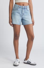 1822 Denim Loose Fit High Waist Denim Cutoff Shorts