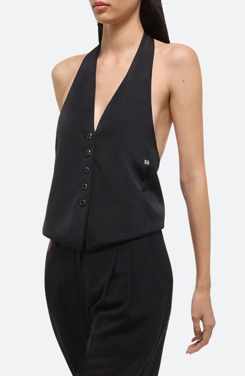 Helmut Lang Halter Vest Fluid Twill Top In Black