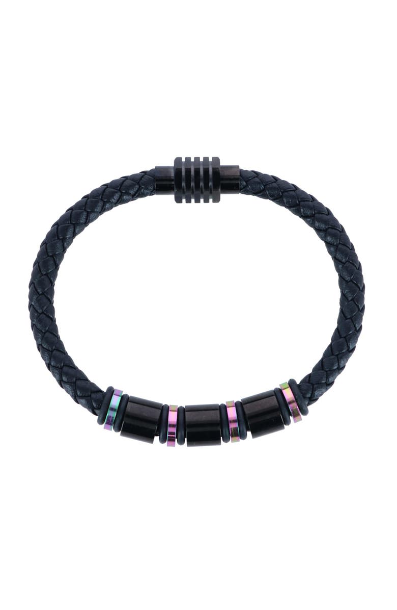 Trafalgar Subtle Color Magnetic Secure Clasp Leather Bracelet, Alternate, color,