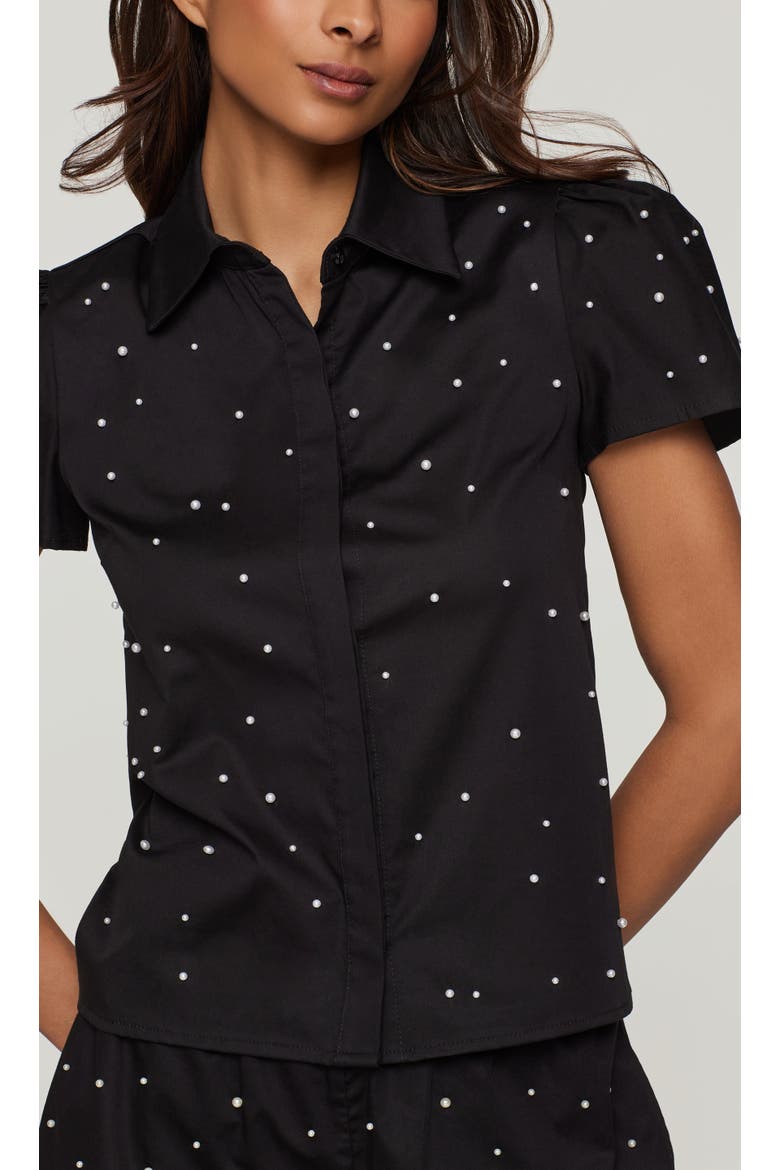 Murphy Pearl Embellished Poplin Shirt, Alternate, color, Black