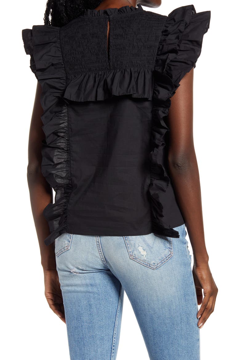 Ruffle Top, Alternate, color, BLACK