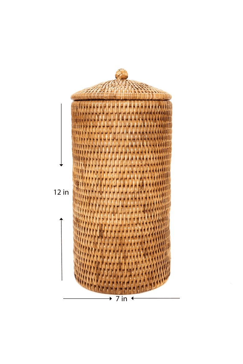 Rattan Double Toilet Roll Holder, Alternate, color, Honey Brown