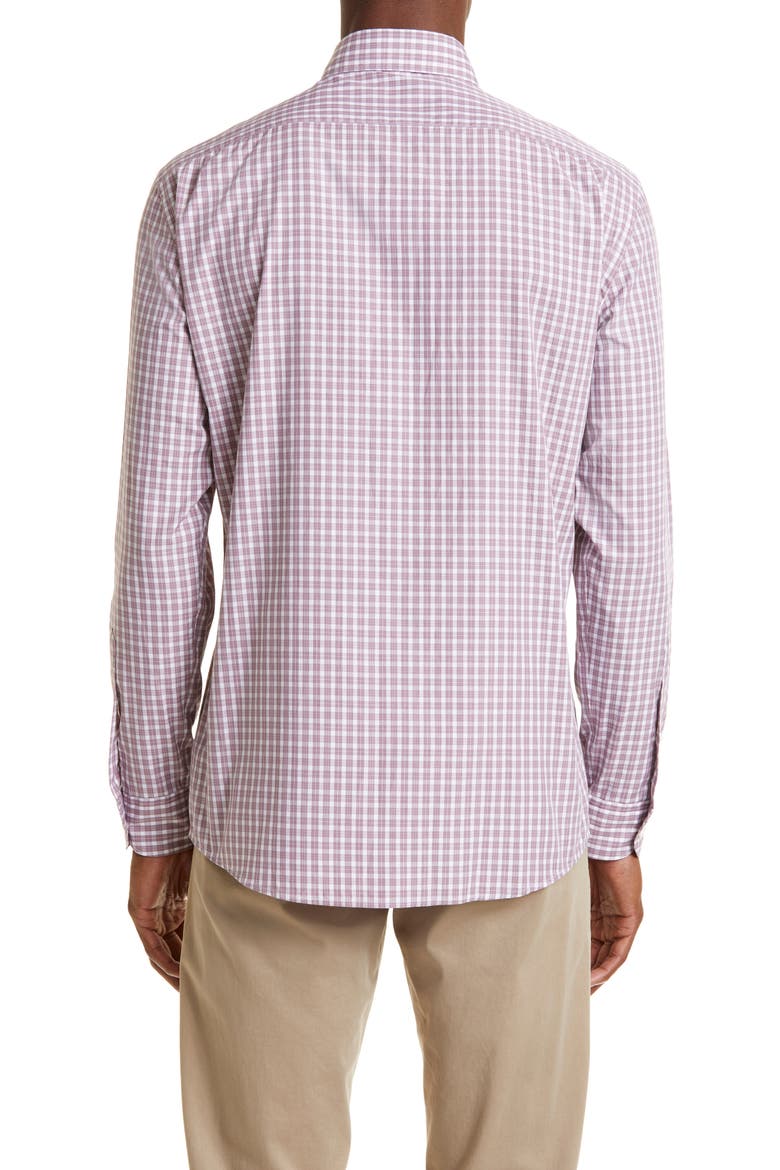 Centoquaranta Check Twill Button-Up Shirt, Alternate, color, DARK PINK
