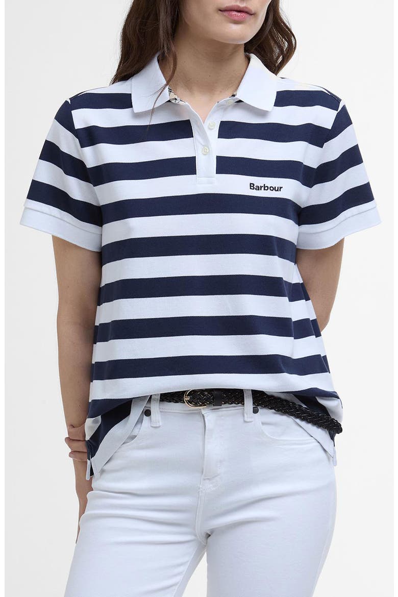 Ashbourne Stripe Stretch Cotton Polo Shirt, Main, color, NAVY STRIPE