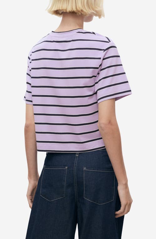 Mango Stripe Oversize Jersey T-shirt In Purple
