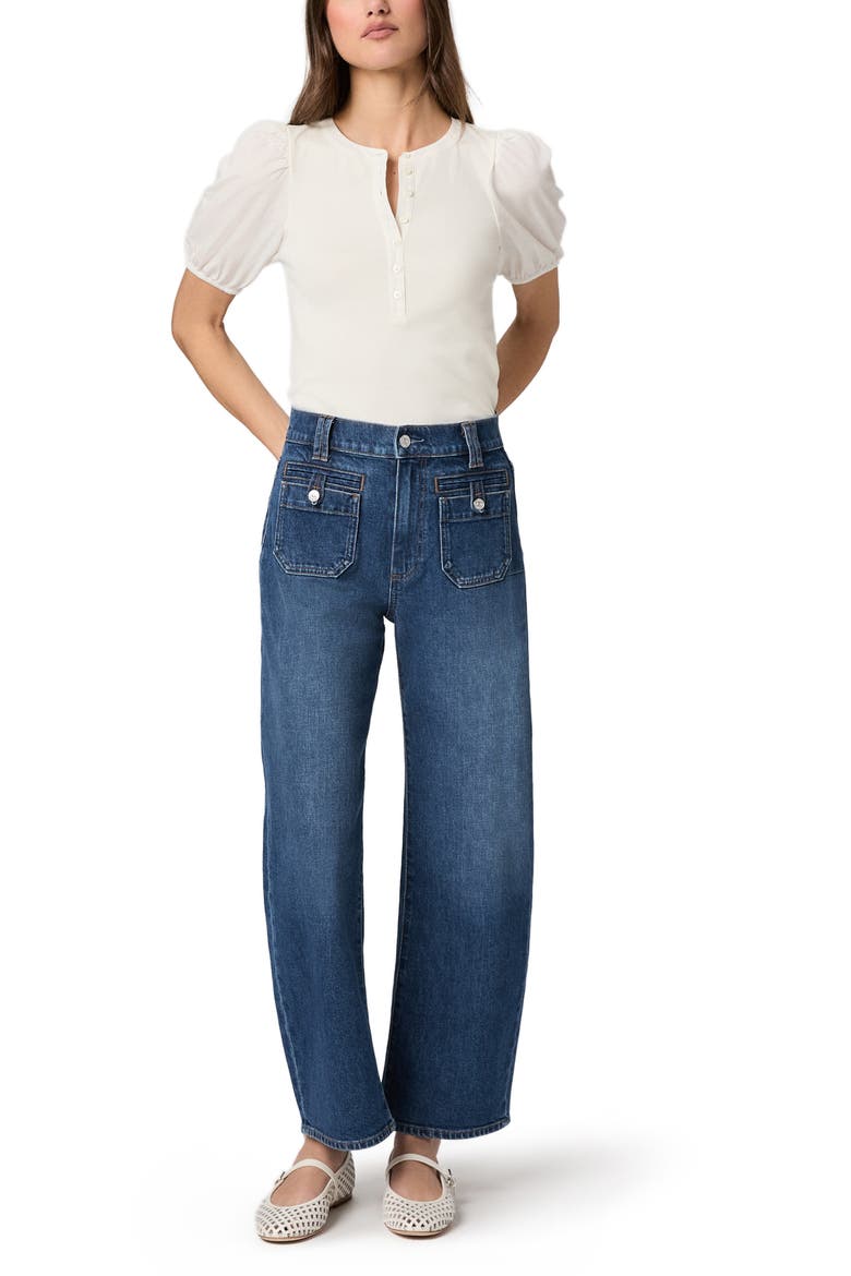 Arellia Button Patch Pocket High Waist Ankle Barrel Jeans, Alternate, color, PARADOX