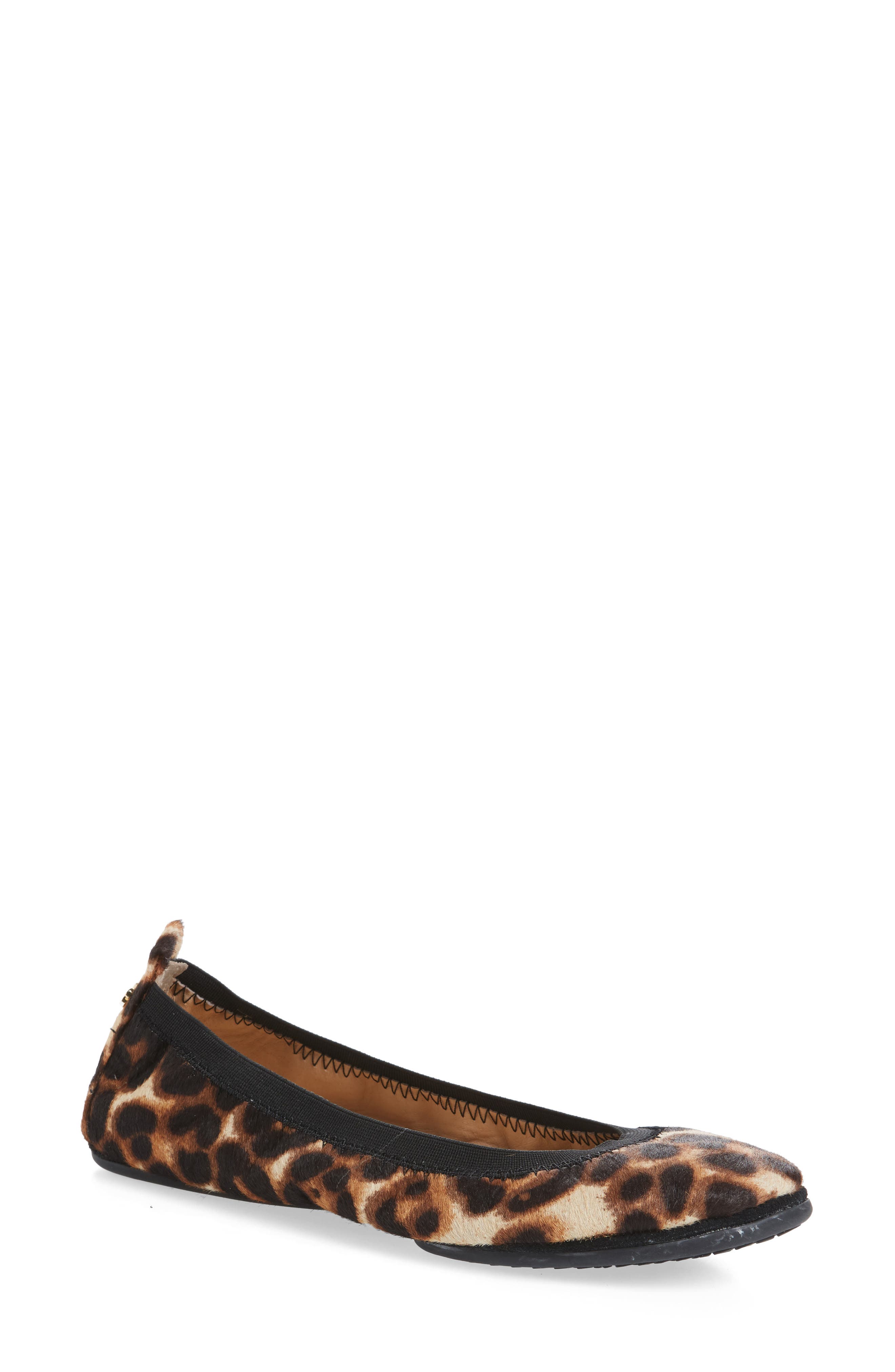 Samara Foldable Ballet Flat, Main, color, NATURAL LEOPARD CALF HAIR