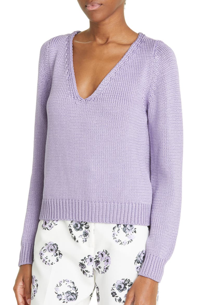 Metallic V-Neck Sweater, Alternate, color, LAVENDER