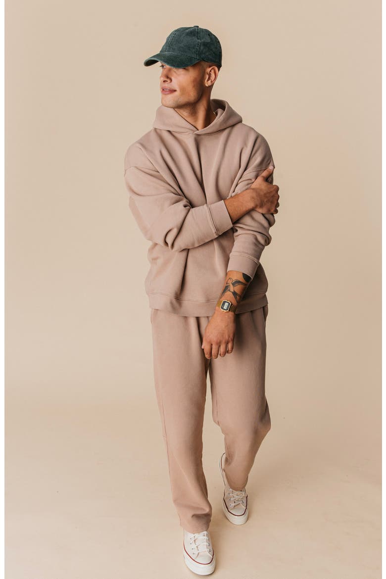 Men's Organic Cotton Teddy Oversized Hoodie, Main, color, Fawn