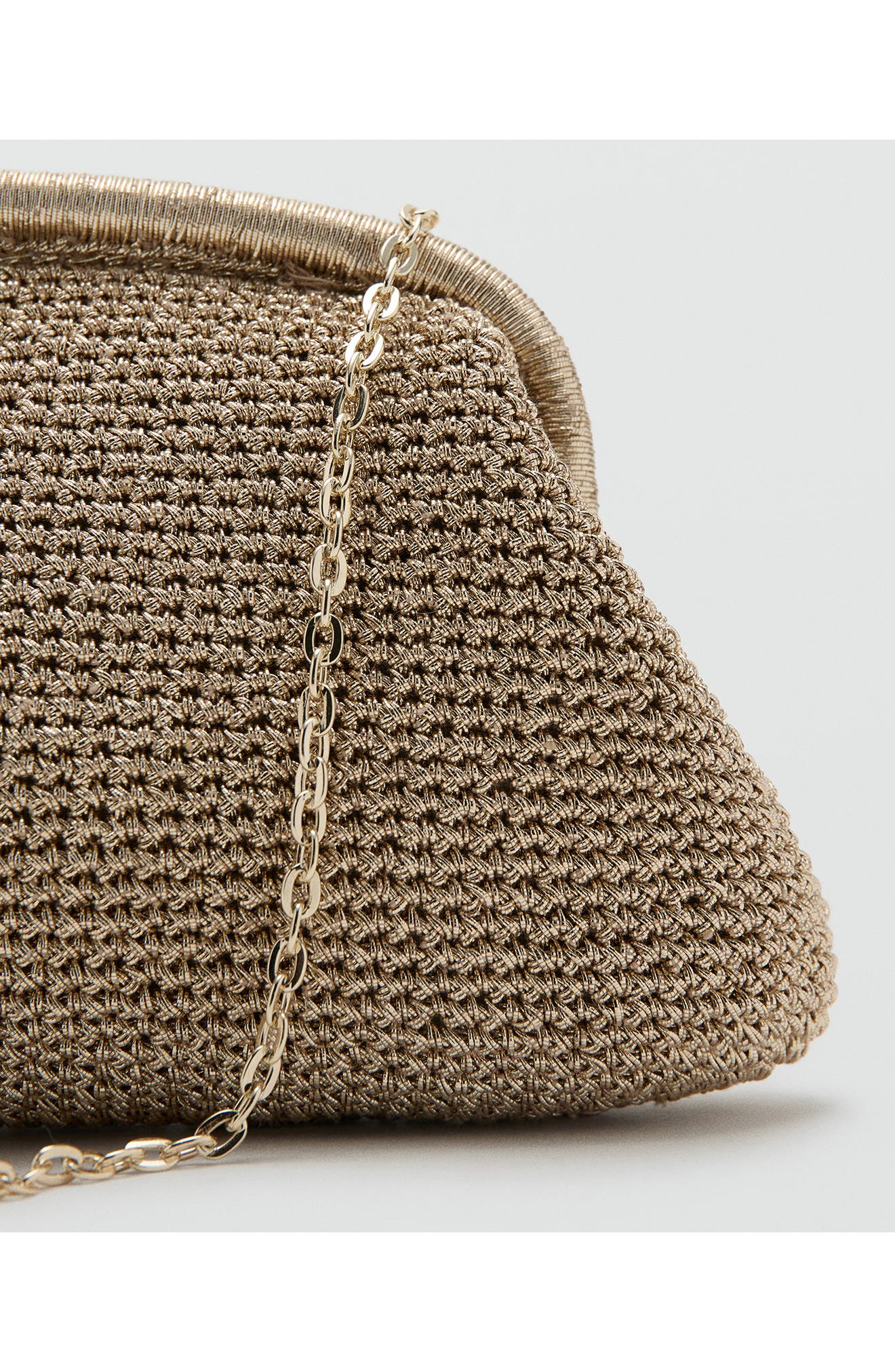 MANGO Metallic Frame Clutch, Alternate, color, Gold