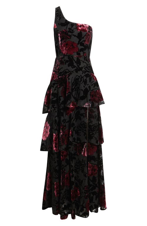 Lulus Elodie One Shoulder Burnout Floral Tiered Dress In Multi