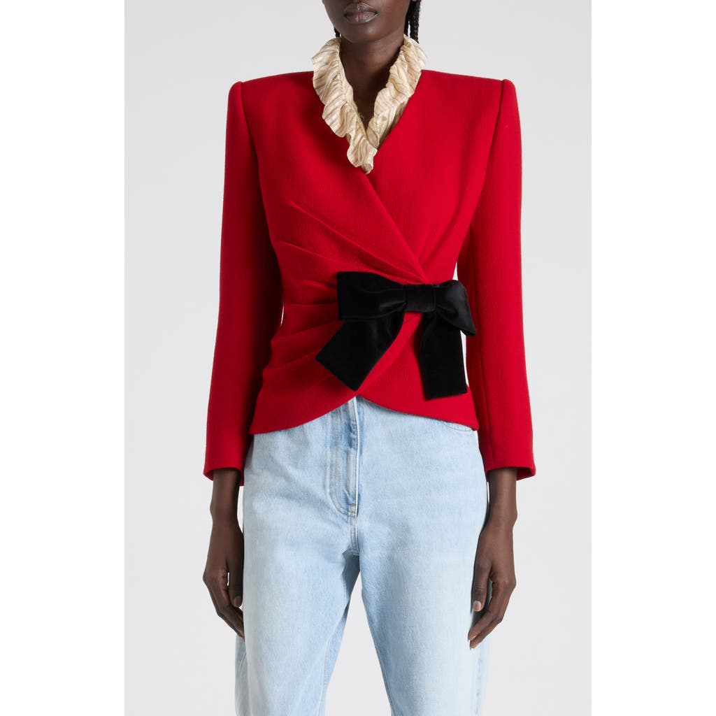 Valentino Tailored Jacket With Bow Detail And Long Sleeves In Red