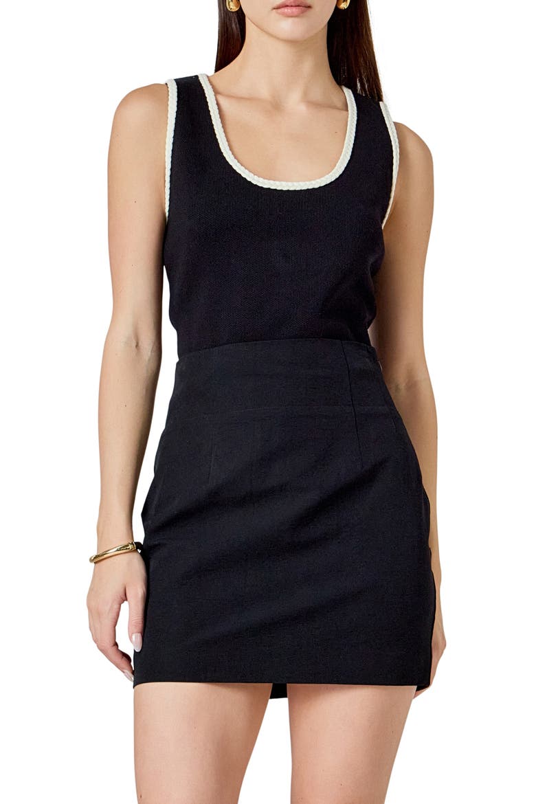 Braid Trim Knit Tank, Main, color, BLACK/ WHITE