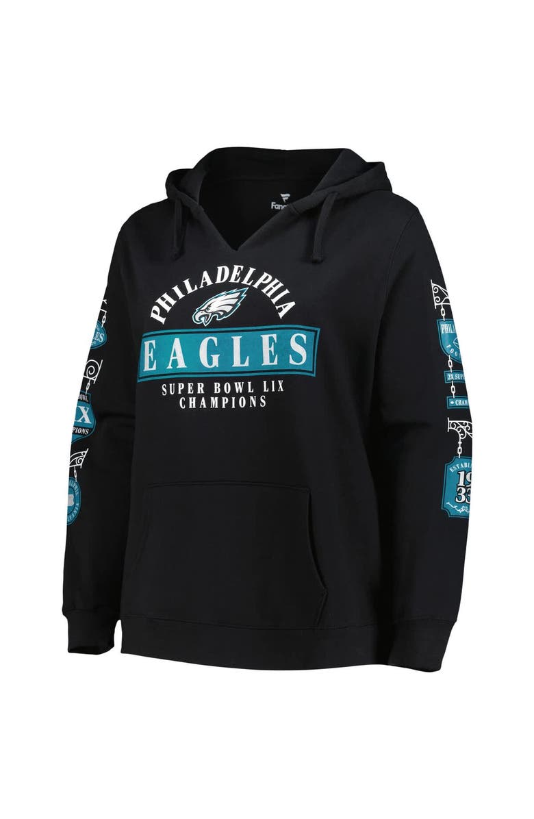 FANATICS Women's Fanatics  Black Philadelphia Eagles Super Bowl LIX Champions Plus Size Four Piece V-Neck Pullover Hoodie, Alternate, color, Black