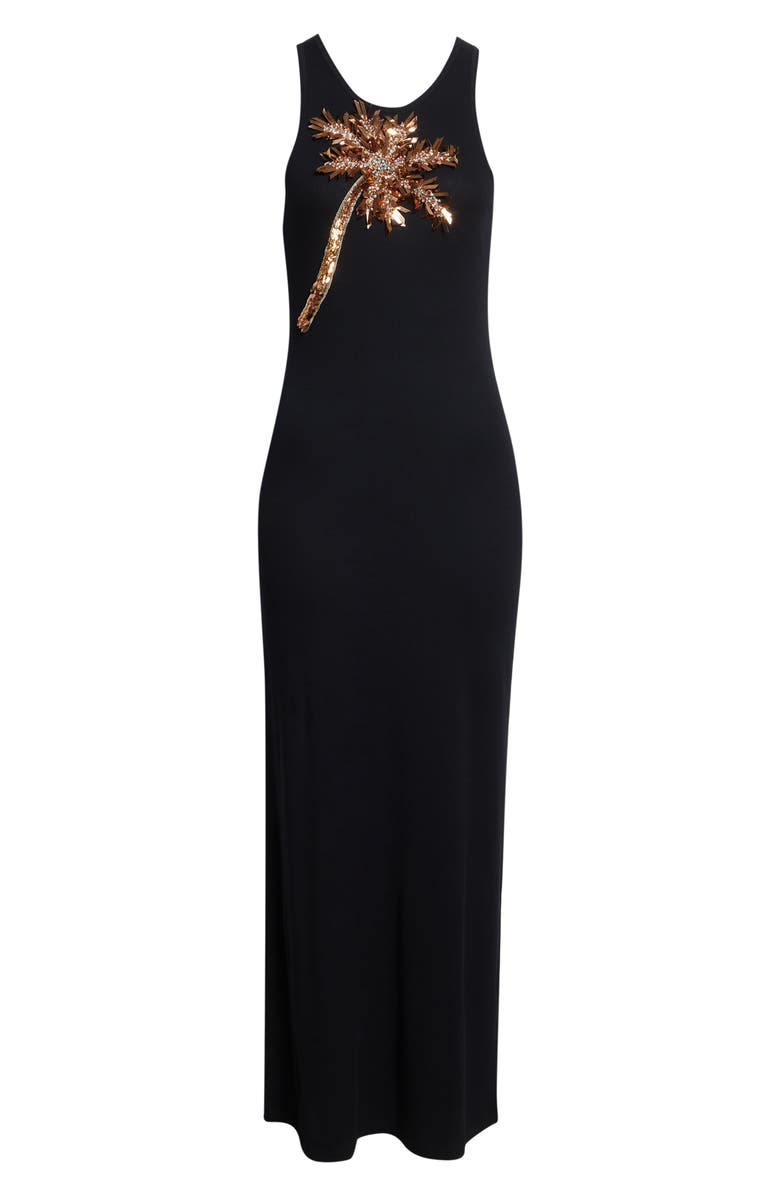 Rabanne Palm Embroidered Tank Dress, Main, color, Black