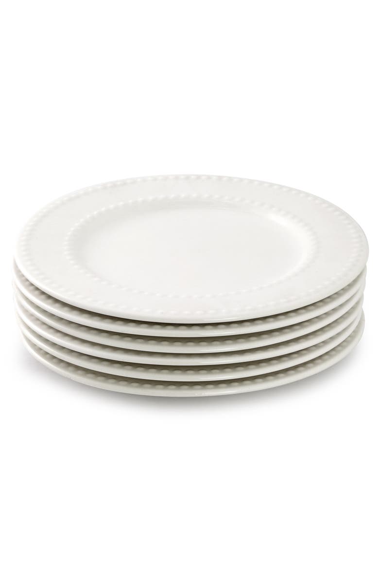6 Piece Stoneware Salad Plate Set, Alternate, color, White