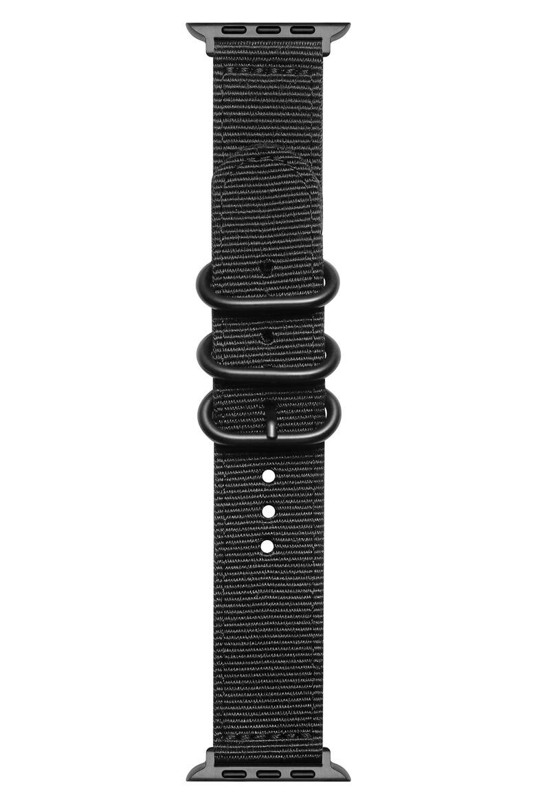 Nylon Apple Watch® Watchband, Main, color, BLACK