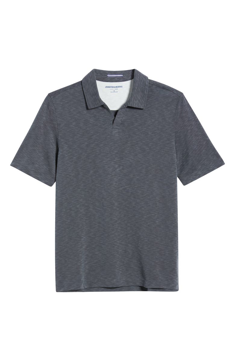 Johnston & Murphy Vintage Slub Modal Blend Johnny Collar Polo, Alternate, color, Charcoal