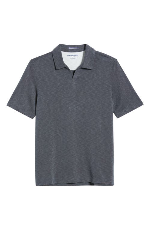 Johnston & Murphy Vintage Slub Modal Blend Johnny Collar Polo In Charcoal