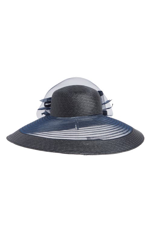 Collection Xiix Sheer Bow Wide Brim Hat In Navy