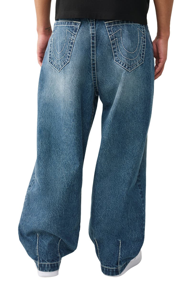 True Religion Danny Barrel Leg Jeans, Alternate, color, Shattered Dark Indigo Wash