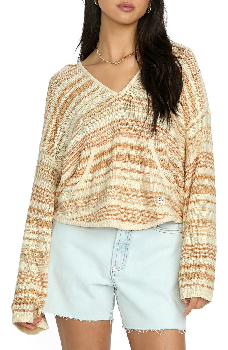 Billabong Baja Stripe Sweater Hoodie, Main, color, Biscuit