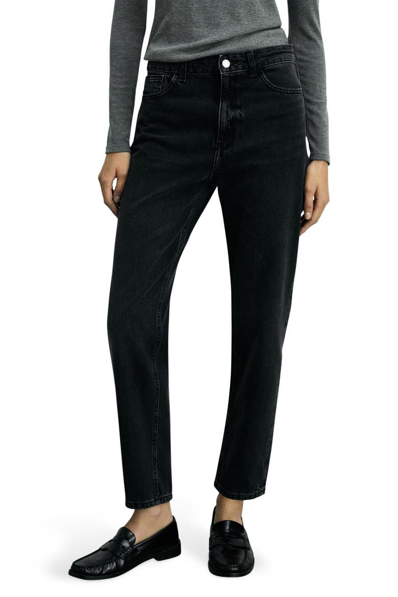 Mom2000 High Waist Straight Leg Jeans, Main, color, BLACK DENIM