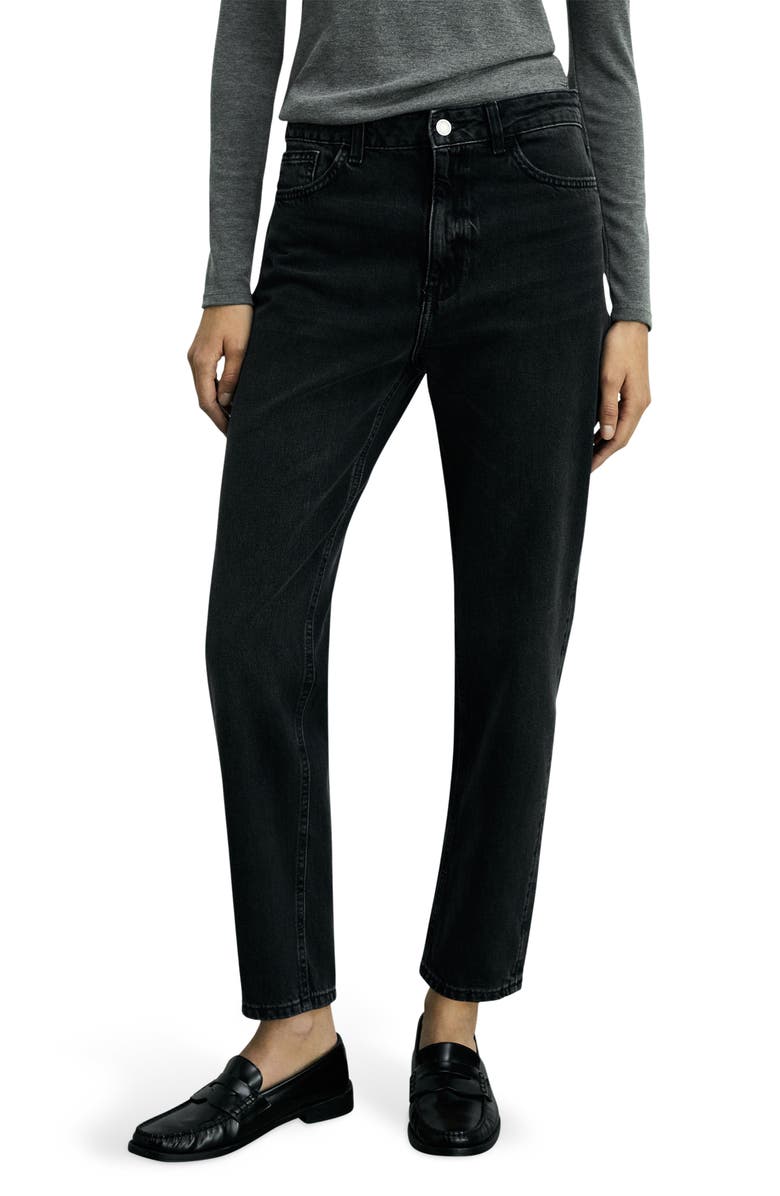 MANGO Mom2000 High Waist Straight Leg Jeans, Main, color, Black Denim