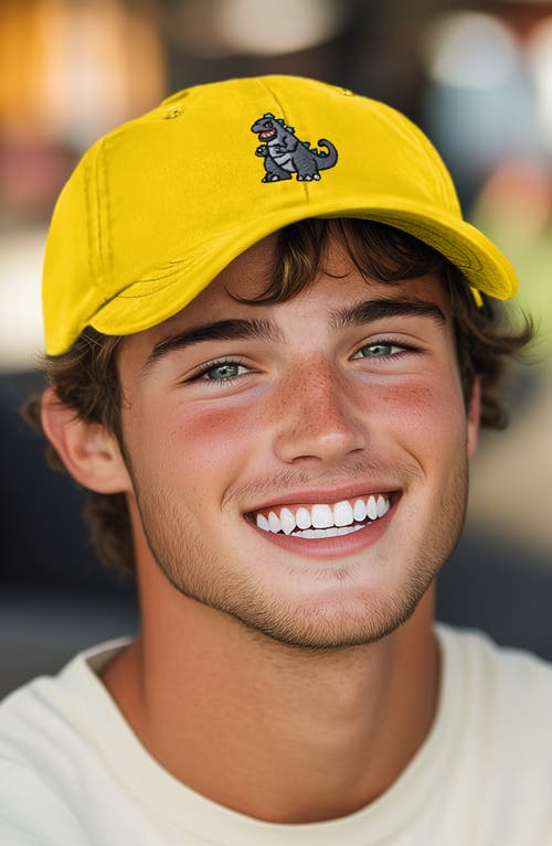 Dalix Giant Lizard Embroidered Dad Hat In Gold