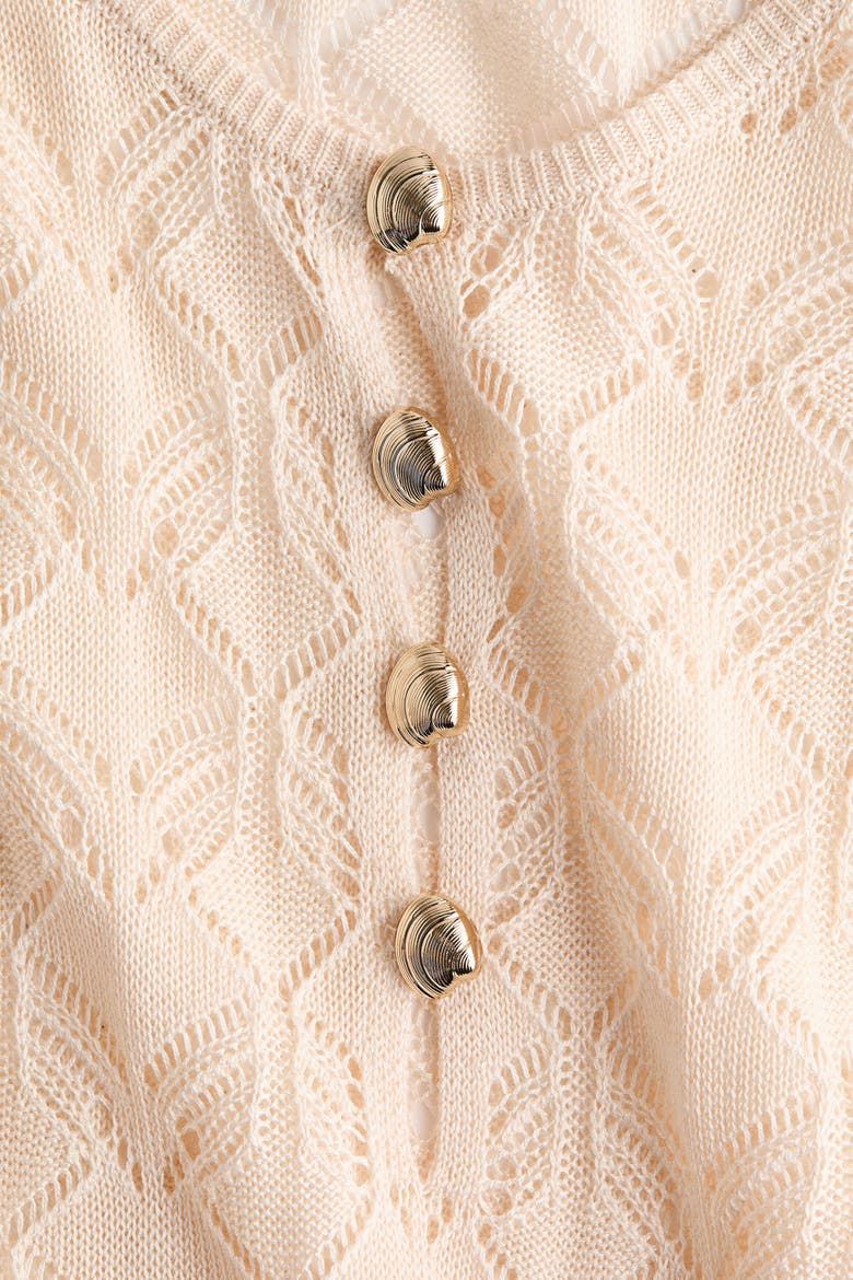 Crochet-look Mini Dress, Alternate, color, Light beige