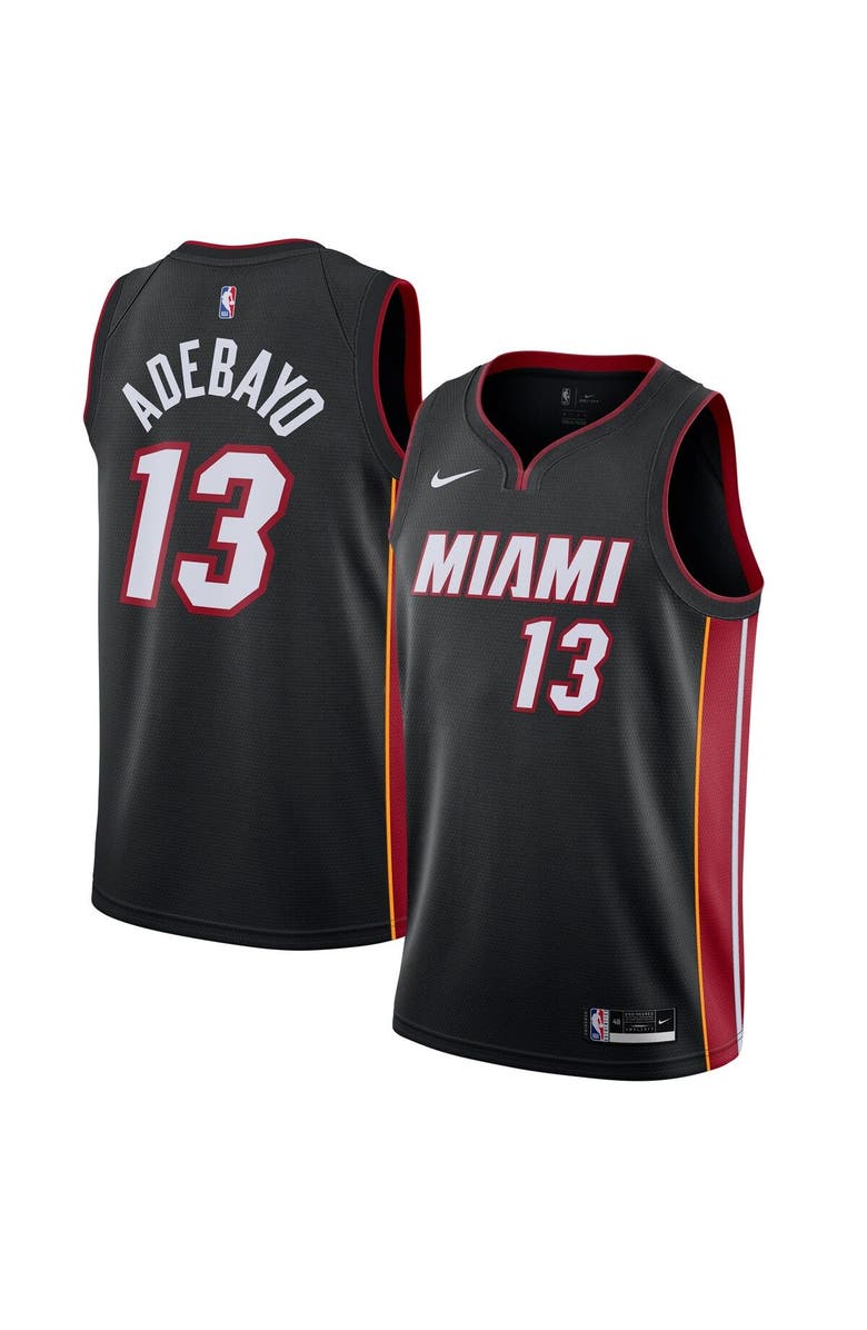 Nike Men's Nike Bam Adebayo Black Miami Heat 2020/21 Swingman Jersey - Icon Edition, Alternate, color,
